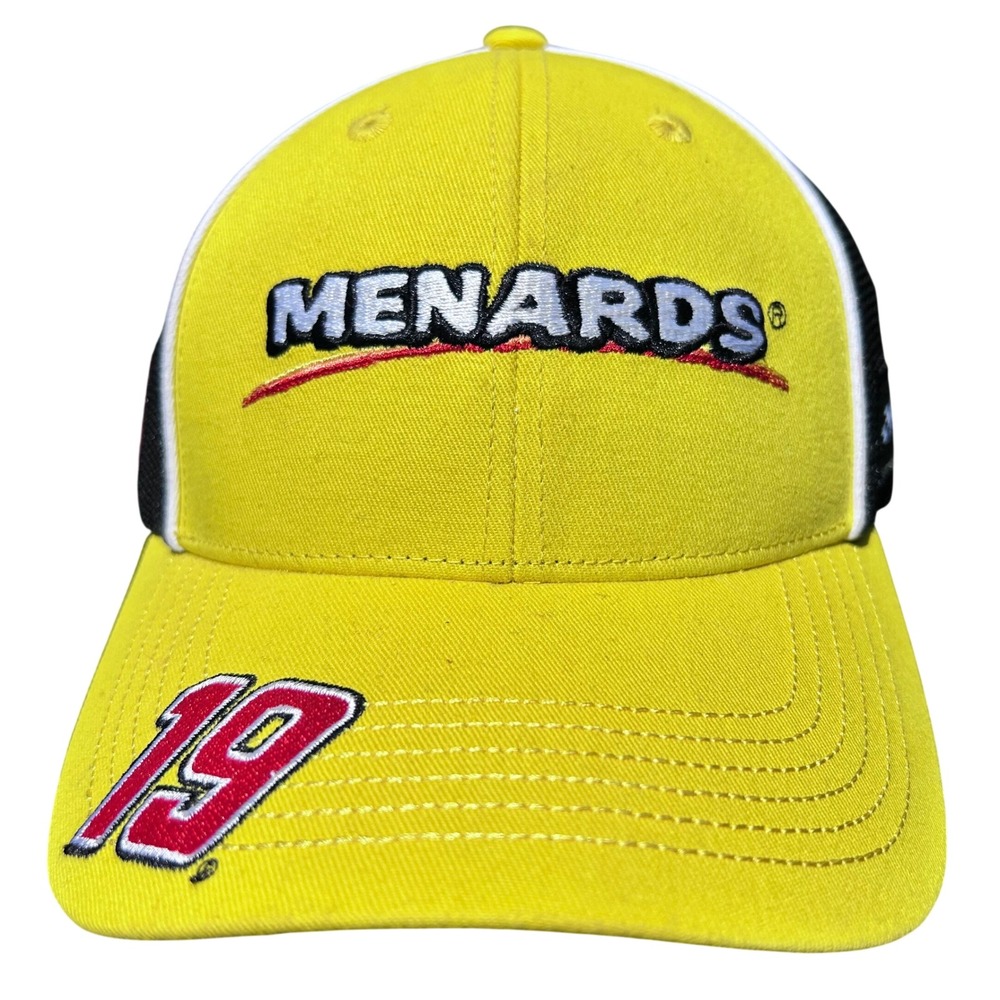 Menards NASCAR Joe Gibbs Racing Hat Mens OSFA Yellow Mesh #19 Martin Truex Jr